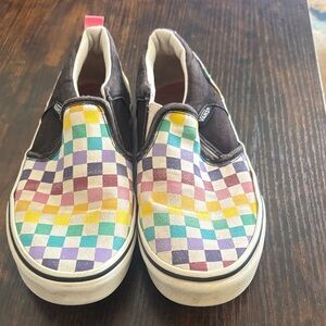 Vans Kids Colorful Checkered Slip-On Sneakers